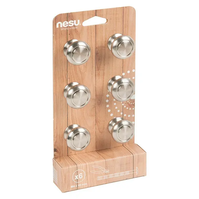 Nesu Set de pomos para muebles 6316 6 uds. - 6 pzs., Ø x Al: 30 x 30 mm, Acero