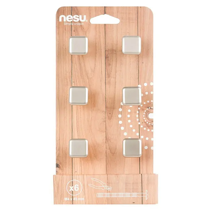Nesu Set de tiradores para muebles 3202 6 uds. - L x An x Al: 20 x 20 x 20 mm, Acero, Niquelado
