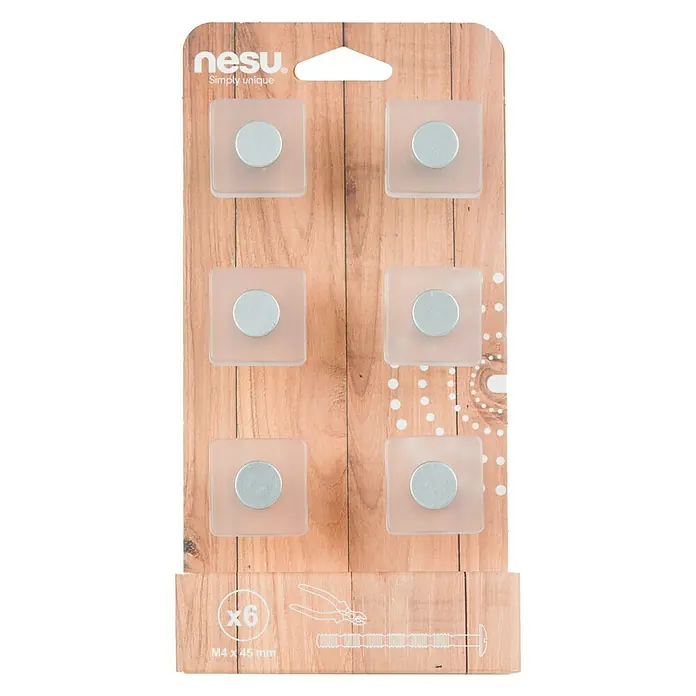 Nesu Set de tiradores para muebles 621HI 6 uds. - L x An x Al: 3 x 3 x 2,6 cm, Plástico