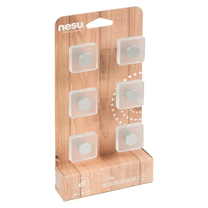 Nesu Set de tiradores para muebles 621HI 6 uds. - L x An x Al: 3 x 3 x 2,6 cm, Plástico