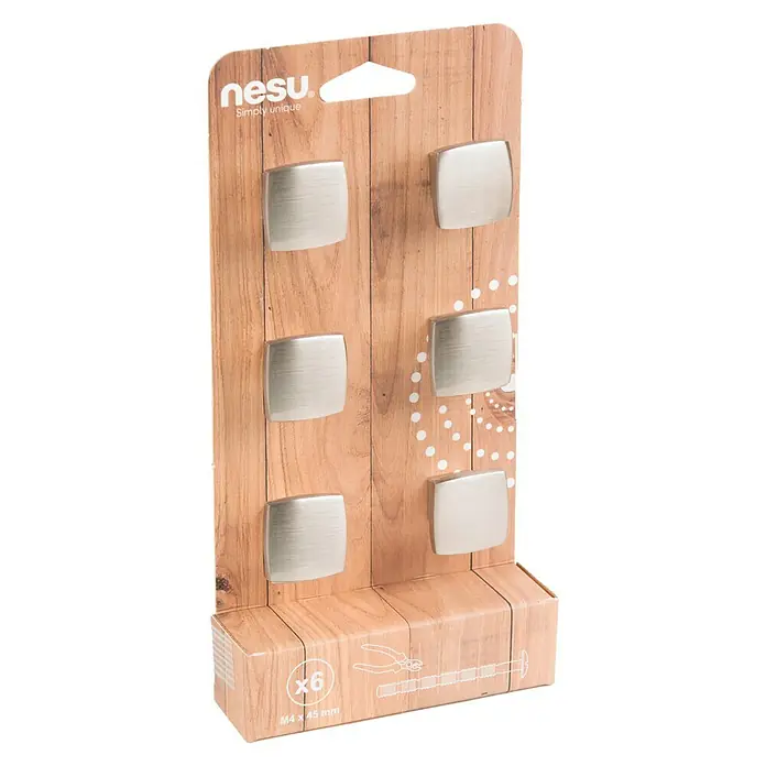 Nesu Set de tiradores para muebles B6-28716-1 - L x An x Al: 2,5 x 2,5 x 1,9 cm, Acero, Cromado