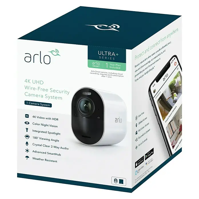 Arlo Ultra Überwachungskamera-Set - 4K Ultra HD/HDR, Erfassungswinkel: 180 °, Mit 1 Kamera