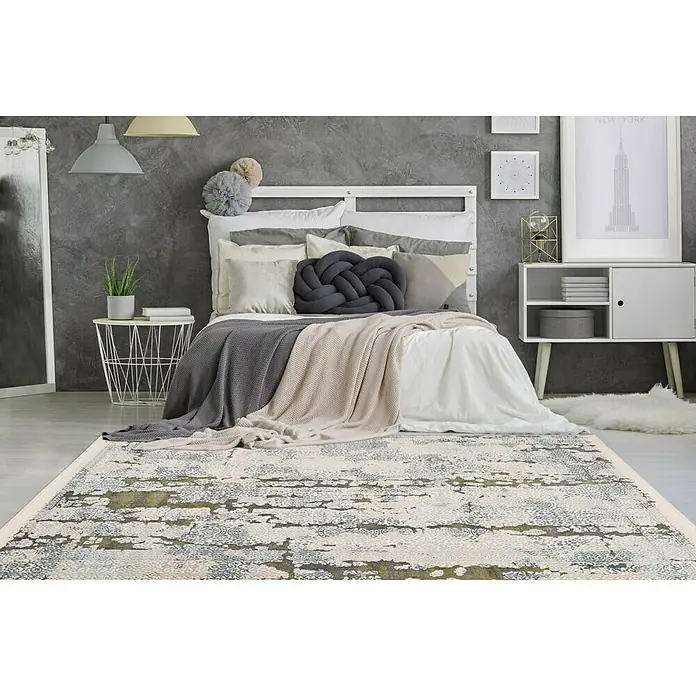 Kayoom Kurzflorteppich Palace II - Grau/Grün, 170 x 120 cm, 100 % Polypropylen - Stimmungsaufnahme