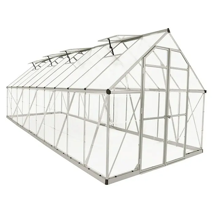 Palram – Canopia Gewächshaus Balance - 607 x 244 x 229 cm, Silber, Transparent