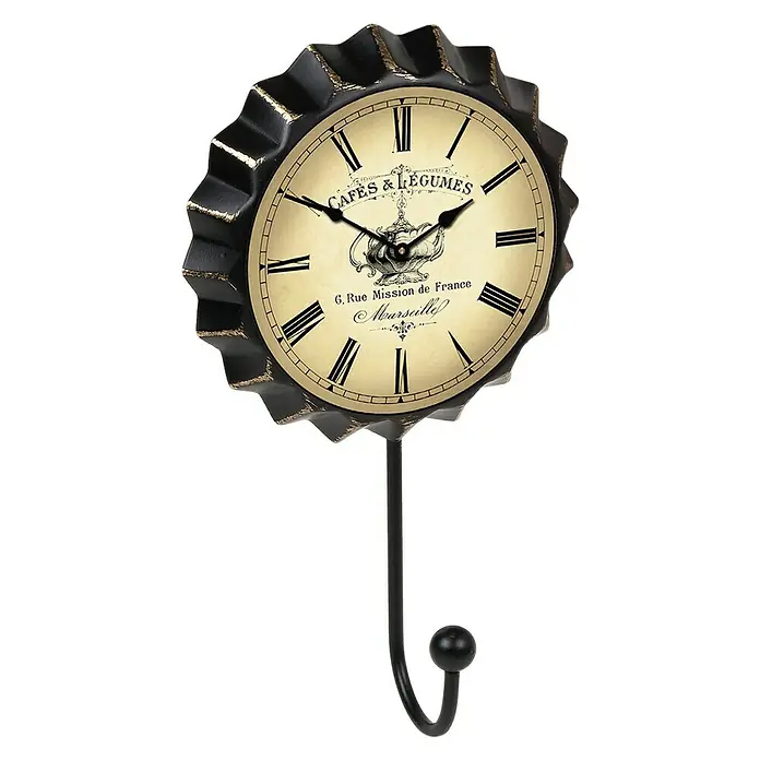 Nesu Garderobenhaken Uhr Café - L x B x H: 190 x 110 x 45 mm, Anzahl Haken: 1 Stk. - Vorderansicht