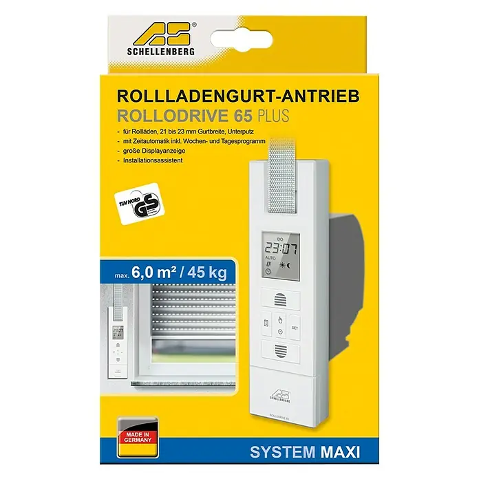 Schellenberg Rollladen-Gurtwickler Rollo Drive 65 Plus - Zugkraft: 45 kg, Gurtbreite: 23 mm, Unterputz