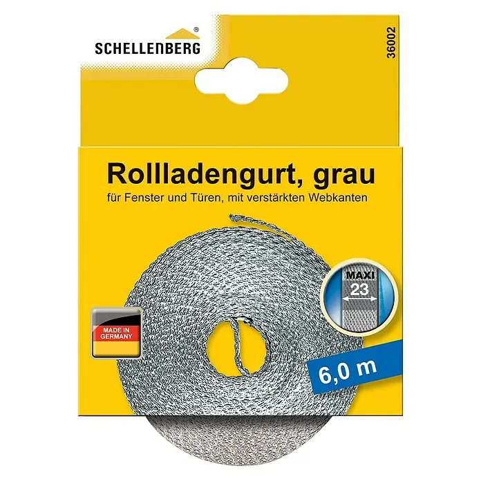 Schellenberg Rollladengurt Maxi - Grau, Länge: 6 m, Gurtbreite: 23 mm - Vorderansicht