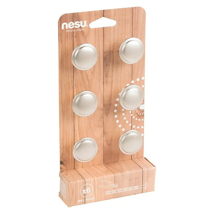 Nesu Pomo para muebles 1302 6 uds. - Ø x Al: 30 x 21 mm, Acero, Niquelado