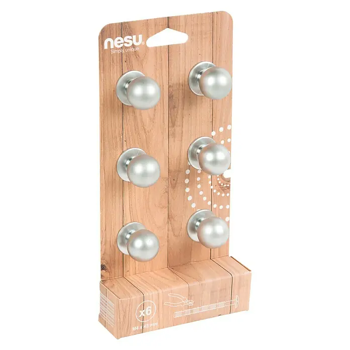 Nesu Set de pomos para muebles 24517 - 6 pzs., Ø x Al: 23 x 27 mm, Acero, Cromado