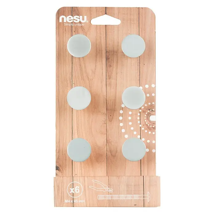 Nesu Set de pomos para muebles B6-02517-1 - 6 pzs., Ø x Al: 23 x 20 mm, Acero, Niquelado