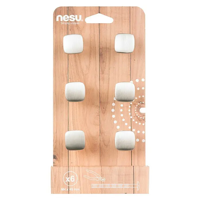 Nesu Set de tiradores para muebles 31216 6 uds. - L x An x Al: 2,2 x 2,2 x 2,5 cm, Acero