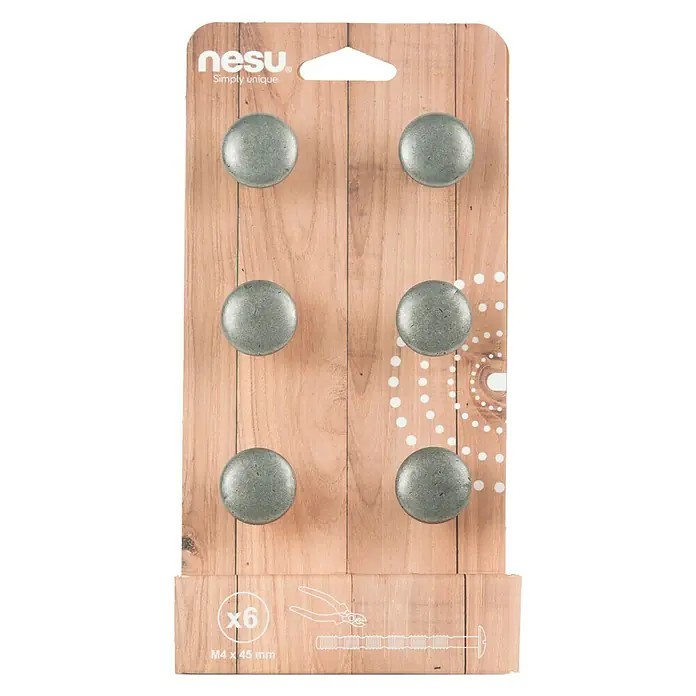 Nesu Set de pomos para muebles 347PT 6 uds. - 6 pzs., Ø x Al: 25 x 22 mm, Acero