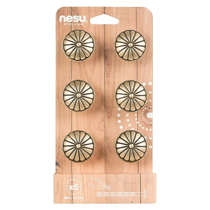 Nesu Set de pomos para muebles 213818 6 uds. - 6 pzs., Ø x Al: 35 x 26 mm, Acero