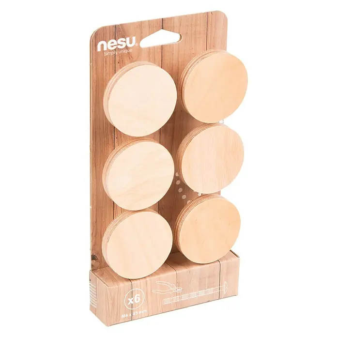 Nesu Pomo para muebles Círculo arena 6 uds. - Ø x Al: 80 x 27 mm, Madera