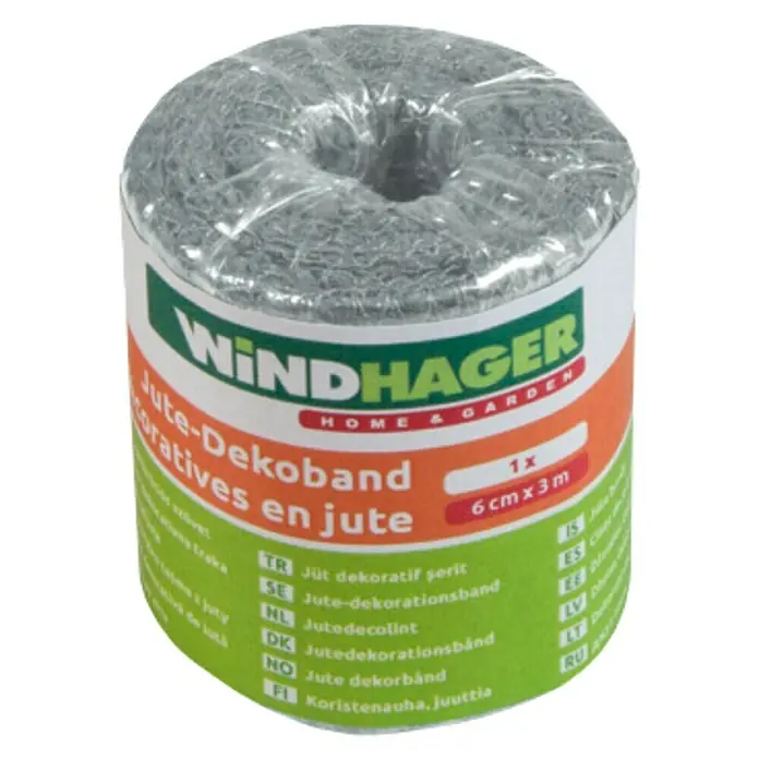 Windhager Jutegewebeband - Grau, L x B: 3 m x 6 cm