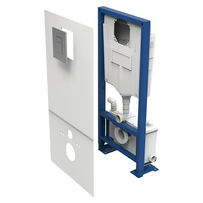 Setma WC-Vorwandelement Watersan Wall - 23 x 50 x 112 cm, Mit Kleinhebeanlage, Pulverbeschichtet - Linke Seitenansicht