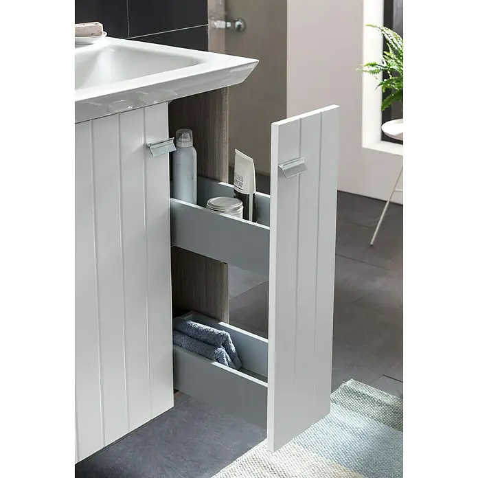 Camargue Polar Waschtischunterschrank - 59 x 46 x 70 cm, 1 Tür, Eiche Weiß