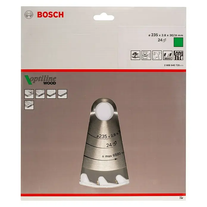 Bosch Cirkelzaagblad - Diameter: 235 mm, Boorgat: 30 mm, Aantal tanden: 24 tanden - Vooraanzicht