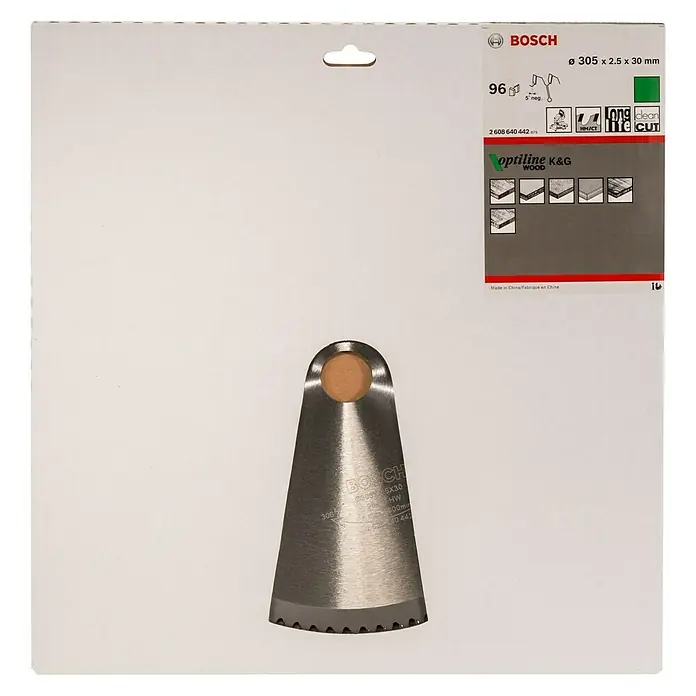 Bosch Cirkelzaagblad - Diameter: 305 mm, Boorgat: 30 mm, Aantal tanden: 96 tanden - Vooraanzicht
