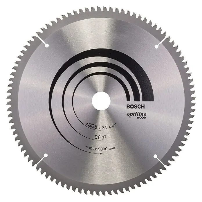 Bosch Cirkelzaagblad - Diameter: 305 mm, Boorgat: 30 mm, Aantal tanden: 96 tanden - Vooraanzicht
