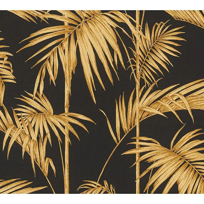 AS Creation Metropolitan Stories Vliestapete Gräser - Schwarz/Gold, Floral, 10,05 x 0,53 m - Detailaufnahme