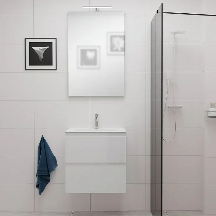 Camargue Espacio Fürdőszoba bútor szett - 60 cm, Gama fehér matt - Hangulatos felvétel