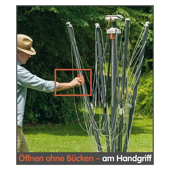 Juwel Wäschespinne Futura Elegant XXL - Belastbarkeit: 5 - 6 Waschmaschinenfüllungen, Länge Wäscheleine: 51,5 m, Durchmesser offen: 235 cm