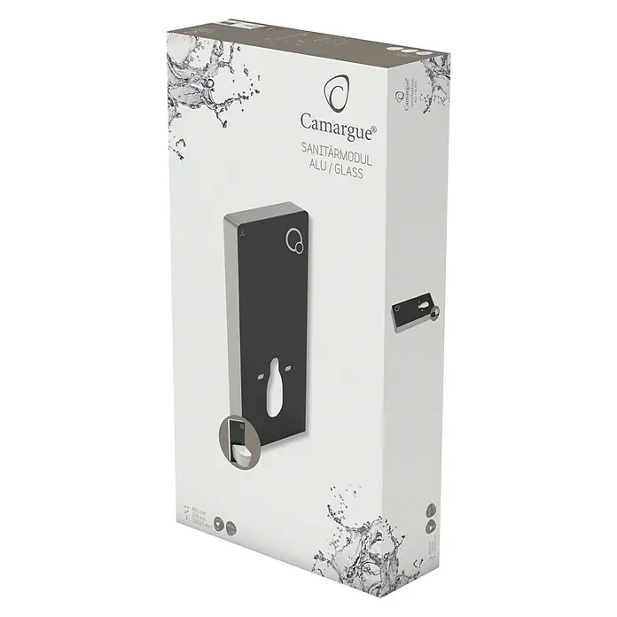 Camargue Sanitärmodul für Wand-WC - 2-Mengen-Spülung, 10,8 x 48,3 x 100 cm, Schwarz - Vorderansicht