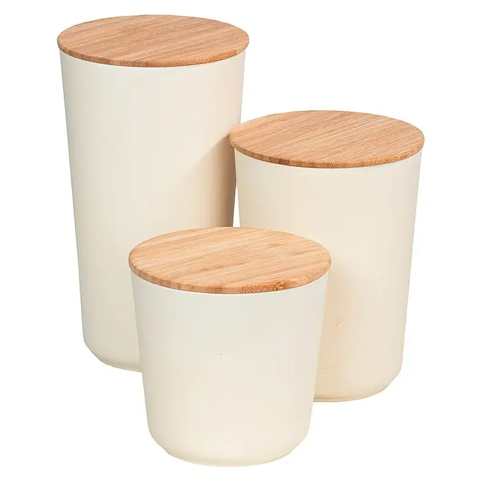 Wenko Bote de cocina Bondy 0,5 l - L x An x Al: 10,5 x 10,5 x 10,5 cm, Bambú, Beige