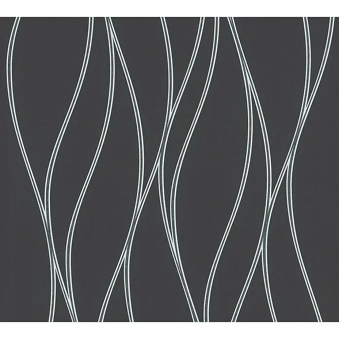 AS Creation Trendwall Vliestapete Welle - Schwarz/Weiß, Wellen, 10,05 x 0,53 m - Detailaufnahme