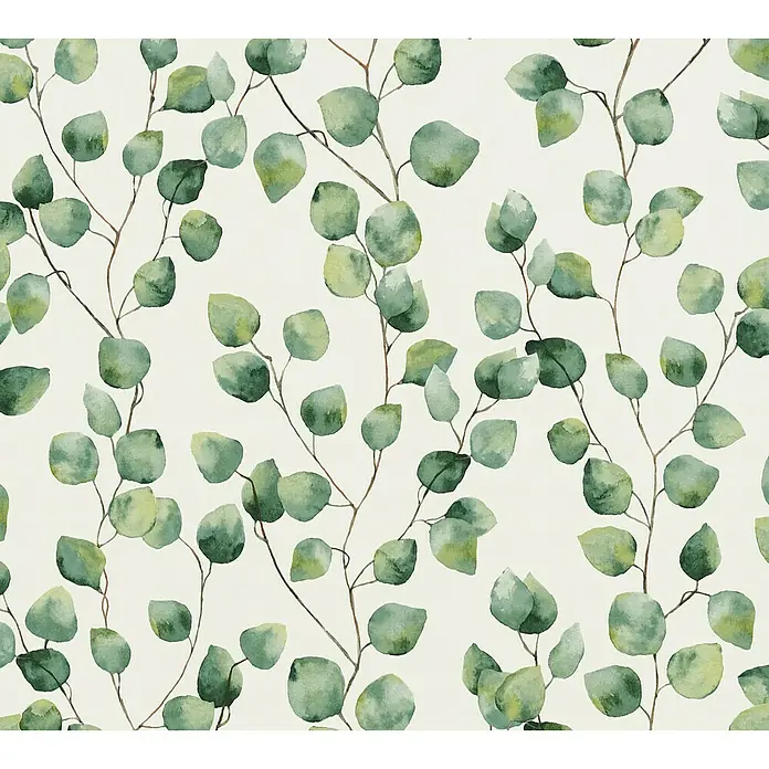 AS Creation Greenery Vliestapete Blätterranke - Creme/Grün, Floral, 10,05 x 0,53 m - Detailaufnahme