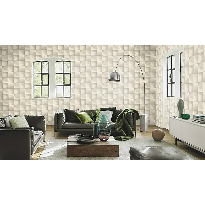 Rasch Brick Lane Vliestapete Fell - Weiß/Grau, Tieroptik, 10,05 x 0,53 m - Stimmungsaufnahme