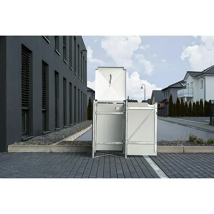 Hide Mülltonnenbox - 80,7 x 69,7 x 115,2 cm, Passend für: 1 Mülltonne 180 - 240 l, Kunststoff, Schwarz - Anwendungsbeispiel