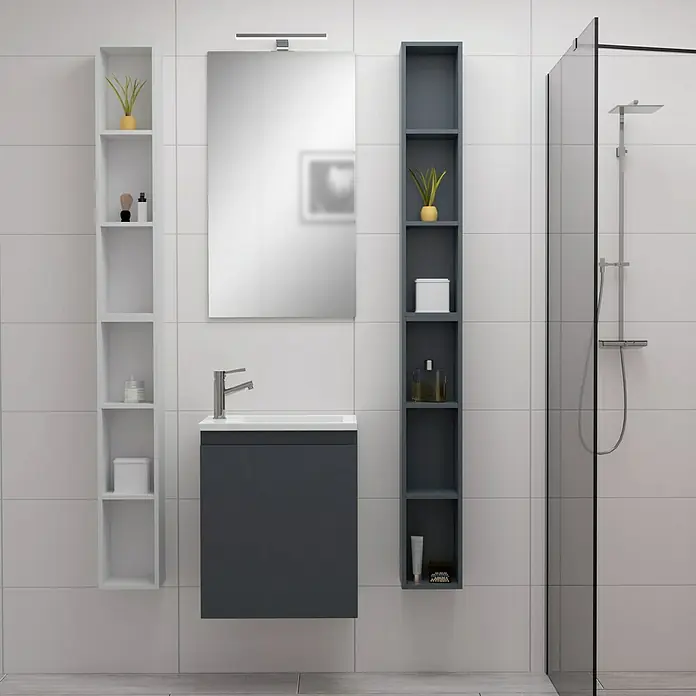 Camargue Espacio Badmöbel-Set H55 - 90 cm, Gama anthrazit glänzend - Stimmungsaufnahme