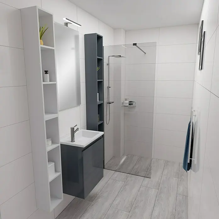 Camargue Espacio Badmöbel-Set H55 - 90 cm, Gama anthrazit glänzend - Stimmungsaufnahme