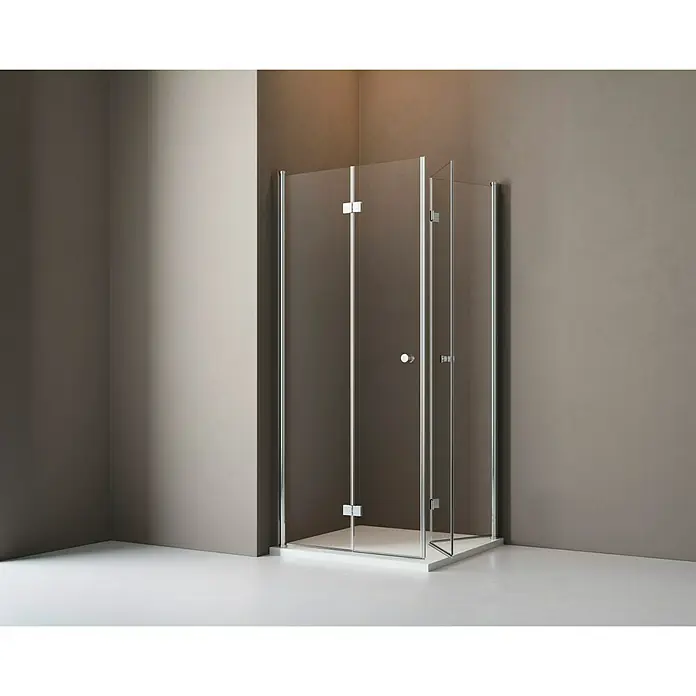 BAUHAUS Eckdusche Light Bifold - 90 x 90 x 190 cm, Stärke: 5 mm, Silber