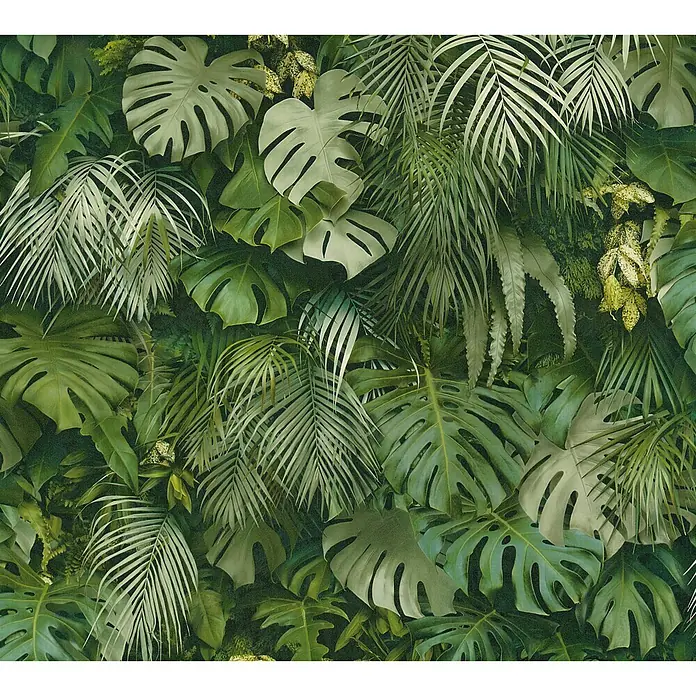 AS Creation Greenery Vliestapete Dschungelblätter - Grün, Floral, 10,05 x 0,53 m - Detailaufnahme