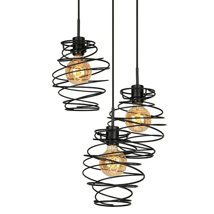 Briloner Hanglamp Swirl - 60 W, Zwart, E27