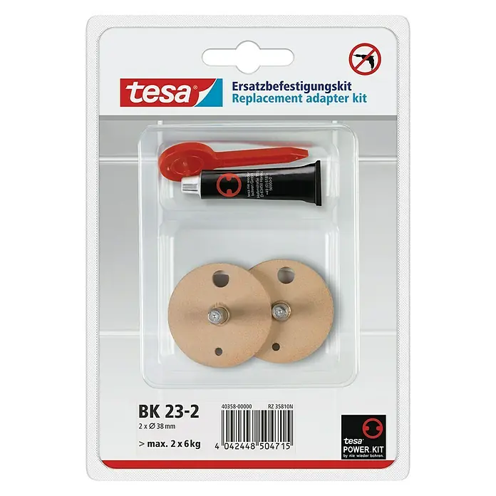 Tesa Montage-Set BK 23-2 - 2 -tlg., Geeignet für: Badutensilien - Vorderansicht