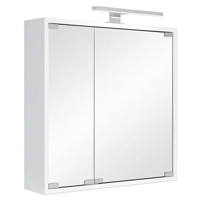 Riva LED-Spiegelschrank Flora - B x H: 60 x 60 cm, Mit Beleuchtung, Spanplatte, Weiß - Vorderansicht