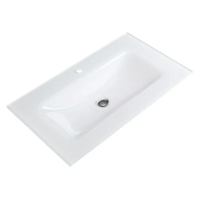 Camargue Orion Einbauwaschbecken - 91,3 x 51,7 cm, Glas, Weiß - Vorderansicht