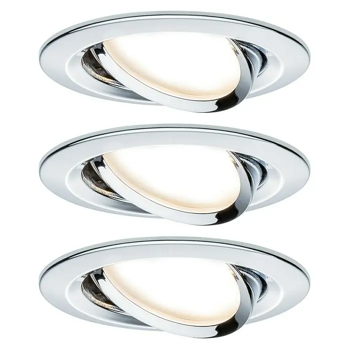 Paulmann LED-Einbauleuchten-Set Nova - 6,5 W, Chrom, 3 Stk., Warmweiß - Vorderansicht