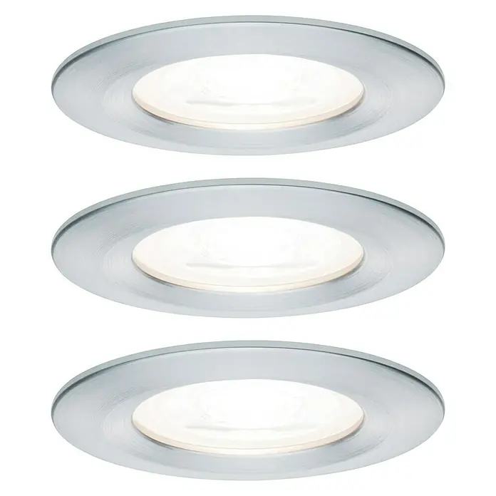 Paulmann LED-Einbauleuchten-Set Nova - 6,5 W, Aluminium, 3 Stk., Warmweiß, Durchmesser: 7,8 cm - Vorderansicht
