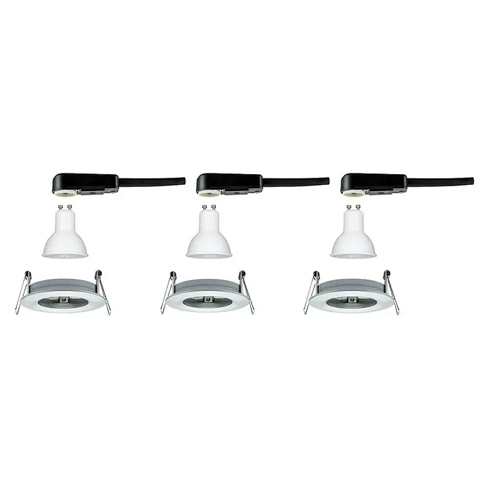 Paulmann LED-Einbauleuchten-Set Nova - 6,5 W, Aluminium, 3 Stk., Warmweiß, Durchmesser: 7,8 cm