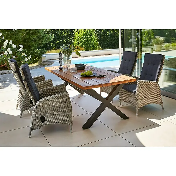 Mesa de jardín Alessia - L x An: 220 x 100 cm, Material del tablero de la mesa: Madera