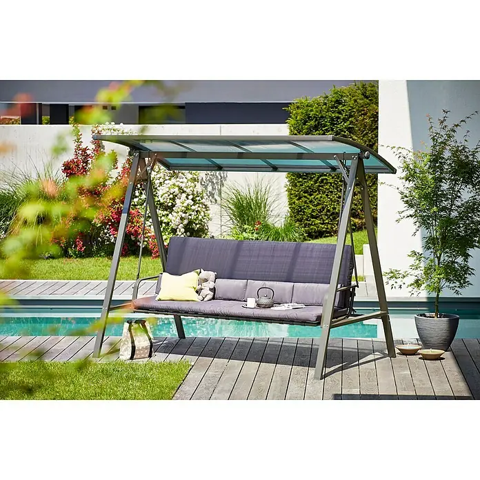 Sunfun Maja Hollywoodschaukel - B x T x H: 235 x 135 x 182 cm, Eisengrau, Anthrazit, Liegefunktion