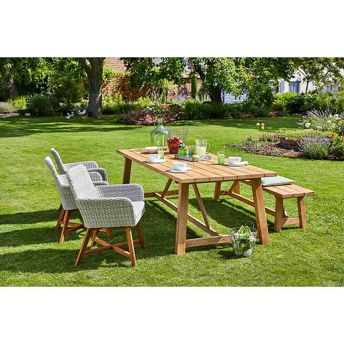 Sunfun Gartensessel Neele - B x T x H: 60 x 62 x 86 cm, Lichtgrau, Natur