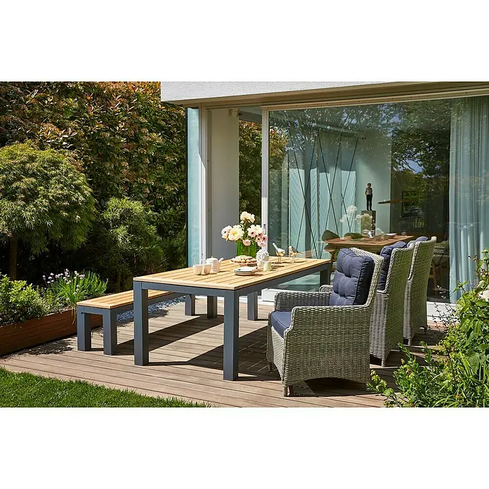 Sunfun Vrtni stol Lynn - D x Š: 220 x 100 cm, Akacija, Tikovina smeđe boje, Antracit