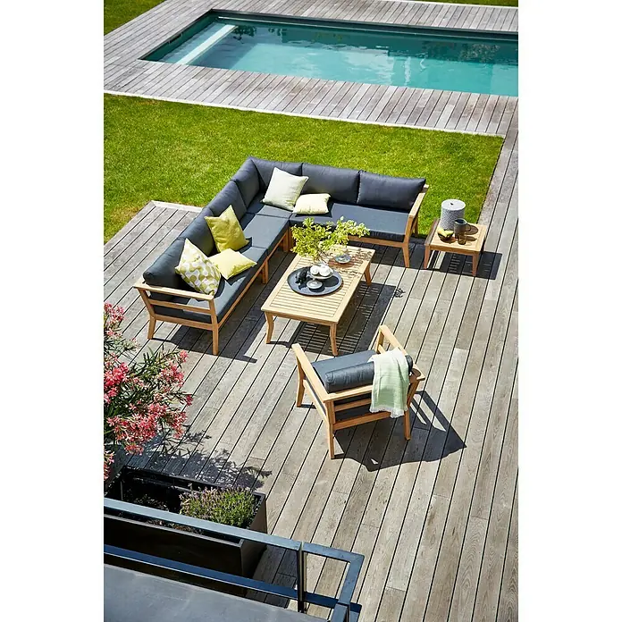 Sunfun Loungemöbel-Set Kathrin - 6 -tlg., Akazie, Naturbraun/Anthrazit
