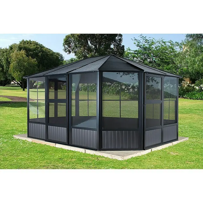 Sojag Pavillon Charleston 12 x 12 - L x B x H: 384 x 384 x 281 mm, Anthrazit, 8-Eck-Dach - Stimmungsaufnahme